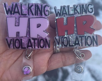 Walking HR Violation Badge Reel: Snarky Alligator Clip Nurse ID