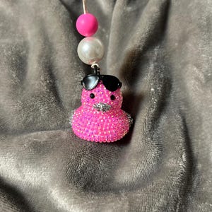Patito de goma colgante con brillo: dije brillante para coche