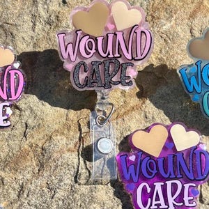 Heart Wound Care Badge Reel: Retractable Nurse ID Holder