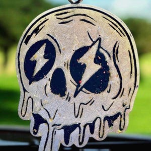 Dripping Skull Car Freshie, Gothic Halloween Car Air Freshener
