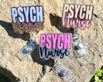 Psych Nurse Badge Reel: Glitter Alligator Clip ID Holder
