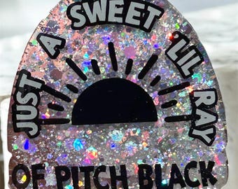 Sparkly "Ray of Pitch Black" Retractable Badge Reel: Funny Nurse Gift