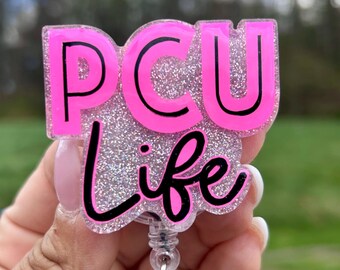 Portatarjetas retráctil para identificación de enfermera con purpurina PCU Life