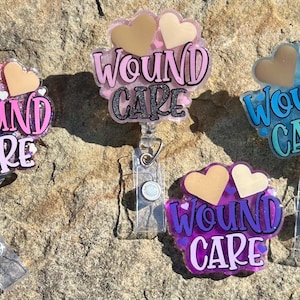 Heart Wound Care Badge Reel: Retractable Nurse ID Holder