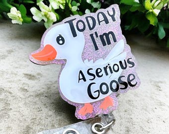 Serious Goose Badge Reel – Glitter Acrylic ID Holder