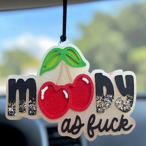 Handmade Glitter Cherry Car Freshie, Sarcastic Air Freshener, Rearview Mirror Charm
