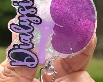 Dialysis Squad Glitter Badge Reel - Retractable ID Holder For Nephrology Nurses & Techs