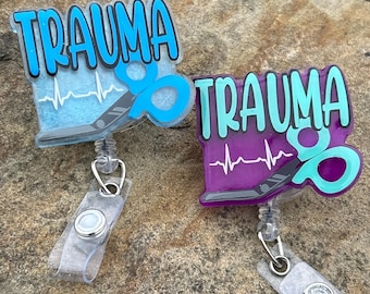 Portatarjetas de identificación de enfermera de trauma hecho a mano, diseño de tijeras de trauma para línea de vida, clip de identificación retráctil