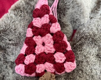 Handmade Crochet Christmas Tree Ornament – Retro Granny Square Décor – Xmas Tree Hanging – Colour Options – UK Seller – Gift Ready
