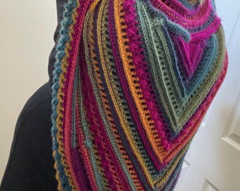 Crochet Hooded Shawl - Cosy Winter Accessory - Boho - Textured Neck Scarf - Soft Acrylic - Handmade Gift - Ready to Ship - UK Seller