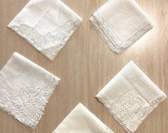 Vintage lace edged handkerchiefs