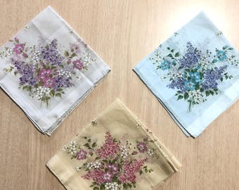 Vintage printed floral handkerchiefs