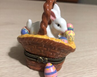 Easter bunny jewelry box with small Easter egg