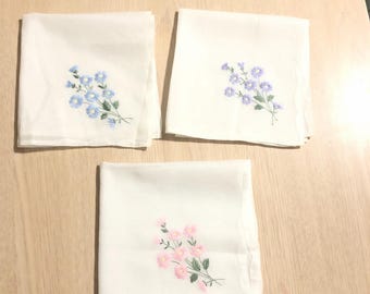 Embroidered Vintage Floral Hankies