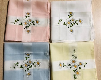 Yellow, pink, blue, or white sunflower vintage handkerchiefs