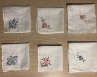 Blue and pink vintage flower hankies