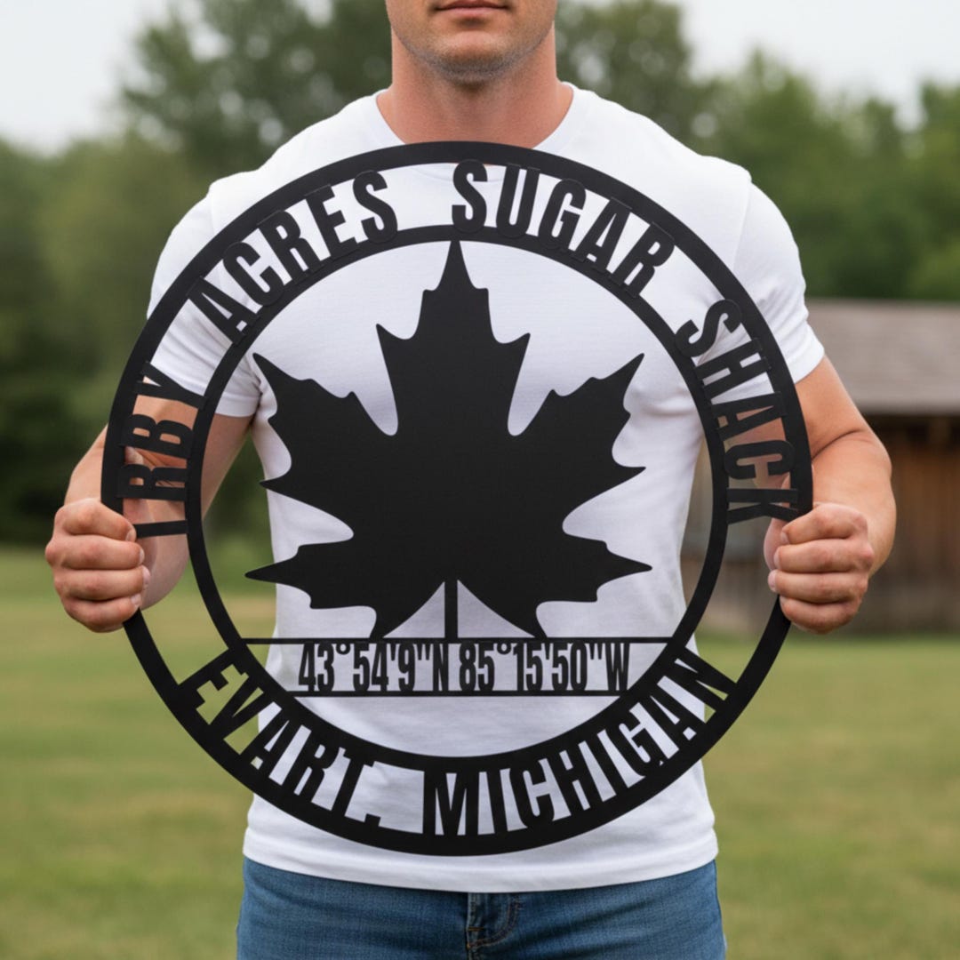 Personalized Maple Syrup Sign: Custom Sugar Shack Metal Wall Art, GPS ...