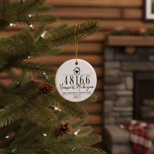 Personalized New Home Ornament: Custom Zip Code, First Christmas Keepsake