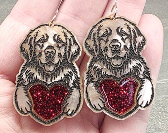 Golden Retriever Acrylic Earrings: Dog Lover Pet Gift