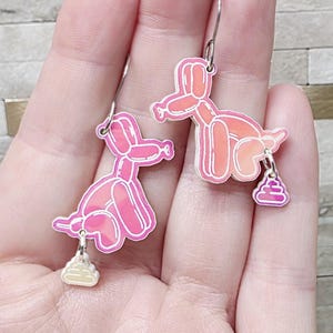Funny Balloon Animal Dog Earrings: Laser Cut Acrylic Statement Jewelry