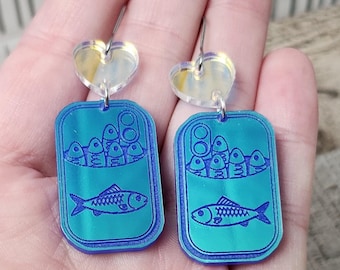 Sardine Can Acrylic Earrings: Fun Novelty Summer Jewelry