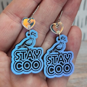 Funky Pigeon Acrylic Dangle Earrings: Novelty Animal Jewelry
