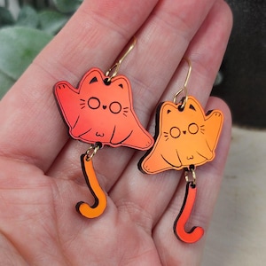 Funny Weird Cat Acrylic Earrings | Funky Fun Cats Novelty Statement Earrings | Unique Handmade Birthday Gift | Valentine Gift for Her