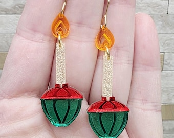 Vintage Bubble Light Christmas Earrings: Retro Acrylic Glow in the Dark Jewelry