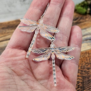 Iridescent Dragonfly Earrings: Laser Cut Acrylic Cottagecore Jewelry