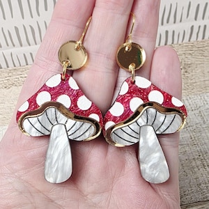 Funky Mushroom Acrylic Earrings: Cottagecore Statement Jewelry