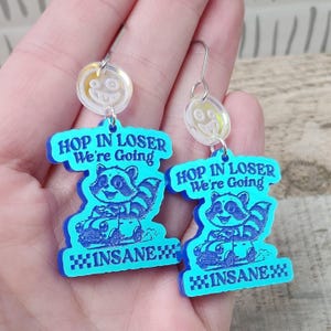 Funny Raccoon Acrylic Earrings: Quirky Statement Jewelry