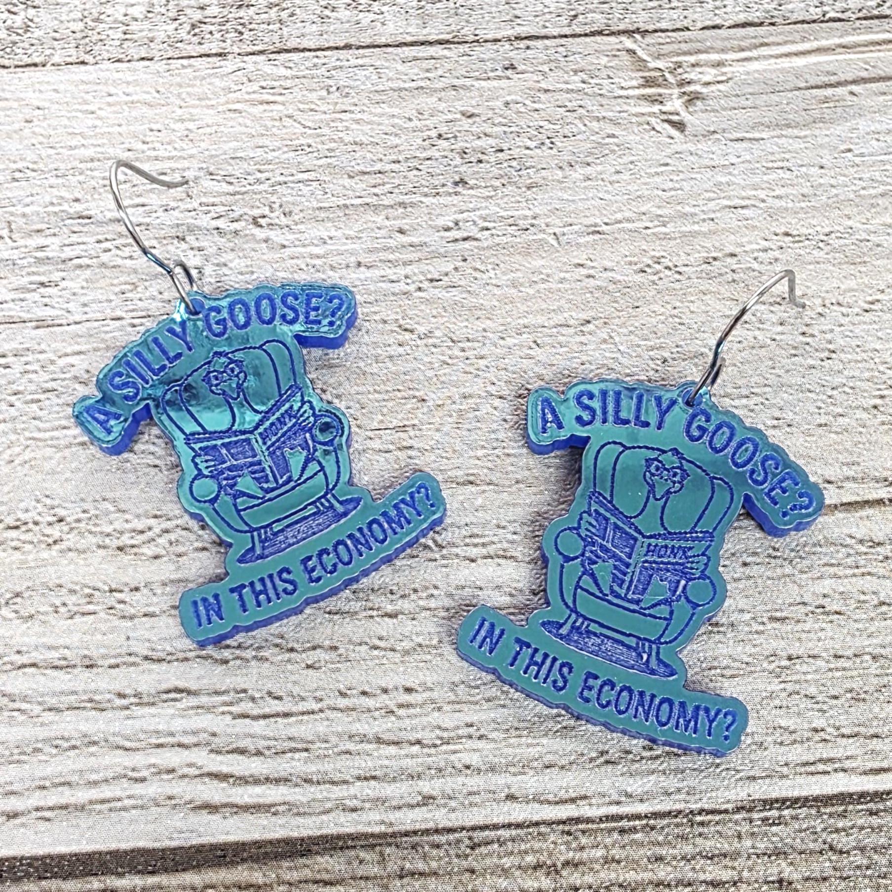 Funny Silly Goose Acrylic Earrings | Cute Weird Laser Cut Statement Earrings | Fun Unique Handmade Friend Gift | Birthday Gift for Her