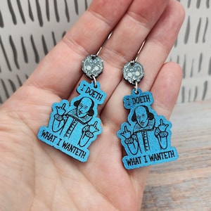 Rude Shakespeare Earrings: Funky Acrylic Gothic Statement Jewelry