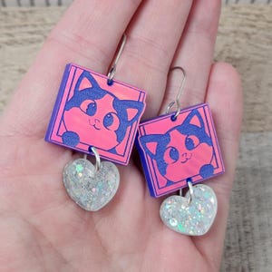 Cartoon Cat Acrylic Earrings: Handmade Quirky Statement Jewelry