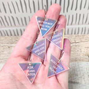 Funny Neutral Fortune Teller Acrylic Dangle Earrings: Laser Cut Novelty Gift
