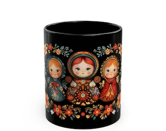 Matryoshka Nesting Dolls Mug, Russian Folklore Coffee Cup