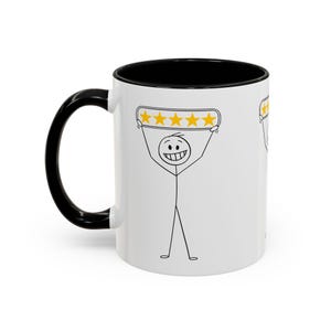 ElegantlySimple - Made in The USA - 5 Star Rating Coffee Mug, 11oz 15oz, Happy Customer Tea Cup, Funny Office Gift for Boss