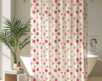 Pink Gerbera Daisy Shower Curtain: Vintage Shabby Chic Floral Decor