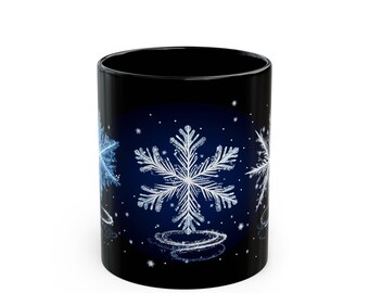 Snowflake Coffee Mug: Winter Christmas Ceramic Cup (11oz 15oz)
