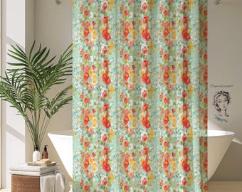 Tenda Da Doccia Shabby Chic Con Motivi Floreali Rosa Vintage - 90x180 Cm, In Poliestere Impermeabile, Per Un Bagno Elegante