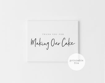 Cake Maker Thank You Card: Minimalist Wedding Vendor Appreciation (PDF Download 5.5x4.25" Card Format)