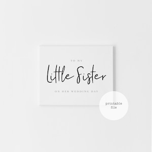 Tarjeta de boda para hermana pequeña (descarga digital), regalo para hermana, carta para su boda, tarjetas de boda imprimibles