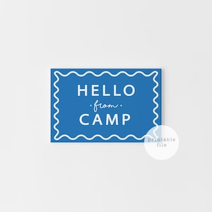 Cartões postais de acampamento para imprimir para crianças, cartões de boas-vindas do acampamento, artigos de papelaria para acampamento de verão, preparação de última hora para acampamento, download instantâneo de PDF