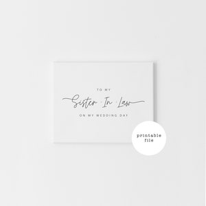 Imprimable pour ma belle-soeur le jour de mon mariage, le jour de la carte pour la belle-soeur, une lettre à ma sœur, le jour du mariage à télécharger