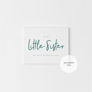 Tarjeta de boda para hermana pequeña con descarga digital, regalo para hermana, carta para hermana el día de su boda, tarjetas de boda imprimibles