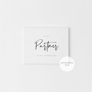 Afdrukbare trouwdagkaart voor partner | Aan mijn partner op onze trouwdag | Opvouwbare A2-kaart | Minimalistische trouwkaart | Direct downloaden