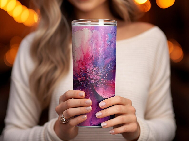 Abstract Floral Art Print, Purple Pink Flower Wall Art, Digital