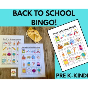 Jeu de BINGO pour la rentrée scolaire : activité préscolaire et tout-petit (téléchargement numérique)
