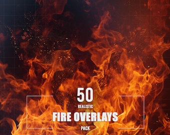 50 Realistic Fire Photo Overlays: Cinematic Effects (Digital Download)