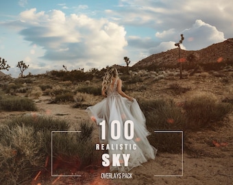 100 Realistic Sky Photo Overlays: Vintage Cinematic Effects (Digital Download)